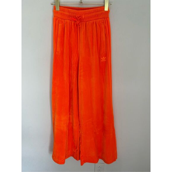 ADIDAS X JEREMY SCOTT Orange Wide Leg Velour Track Pants Size XS NWT - Picture 1 of 8